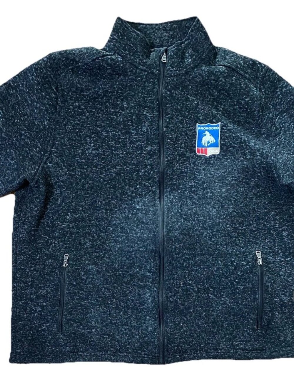 Prorodeo Heather Black Full Zip Fleece Jacket Embroidered Logo Western Rodeo 3XL